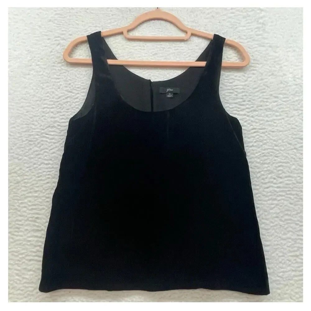 J Crew Shirt Womens Black Rift Velvet Tank Holiday Party Preppy Size XS Xx1365